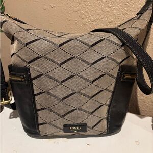 Fossil Black and Tan Crossbody Bag